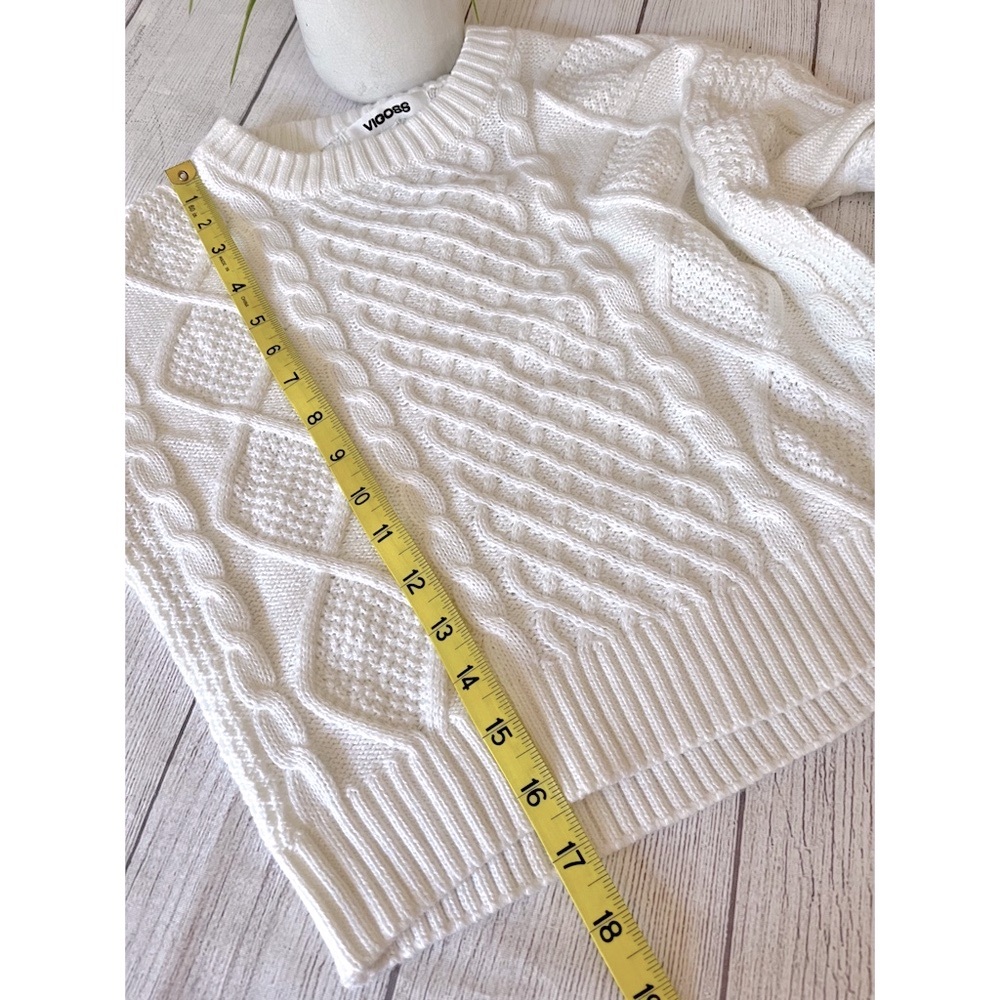 Vigoss white cable knit crew neck sweater NWT S - Picture 8 of 10